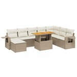 vidaXL Salon de jardin avec coussins 9 Pièces beige résine tressée