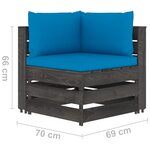 vidaXL Salon de jardin 10 Pièces avec coussins Bois imprégné de gris