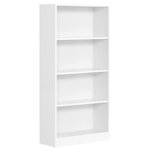 Bibliothèque DVD étagère à 4 niveaux meuble de rangement avec étagères réglables en hauteur pour salon chambre bureau 121 5 cm blanc 12_0001462