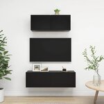 vidaXL Ensemble de meuble TV 2 Pièces Noir Bois d'ingénierie