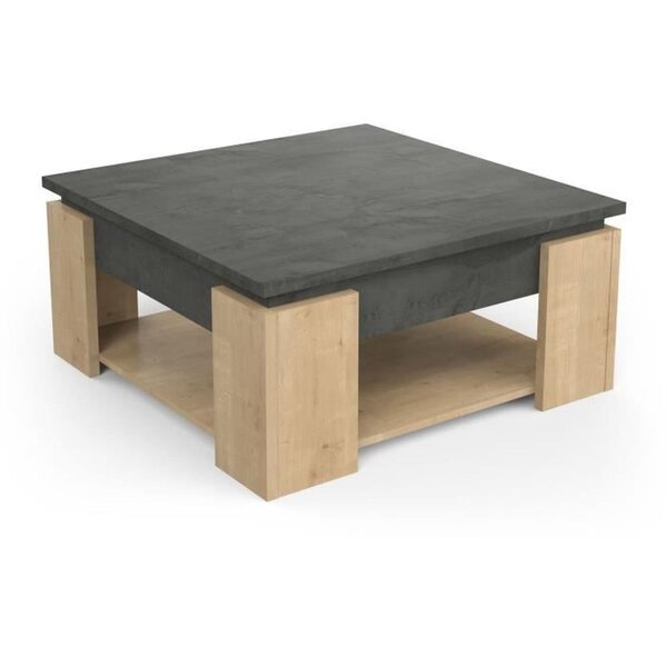 Table basse carrée AUSTIN - chêne Hamilton et Sidewalk - 80 x 80 x 37 2 cm