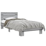 vidaXL Cadre de lit sonoma gris 90x200 cm bois d'ingénierie et métal