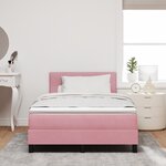 Lit à sommier box avec matelas rose en velours petit double