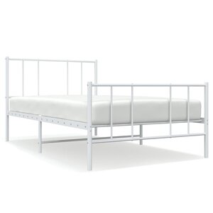 vidaXL Cadre de lit métal avec tête de lit/pied de lit blanc 75x190 cm