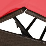 vidaXL Chaise Longue Double Jeu de 2 Marron et Rouge Rattan et Polyester