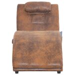 vidaXL Chaise longue de massage avec oreiller Marron Similicuir daim