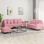 vidaXL Ensemble de canapés 3 Pièces avec coussins Rose Velours