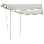 vidaXL Auvent manuel rétractable avec LED 3x2 5 m Crème