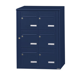 Bloc collectif leabox.com 2x3 grade 3 simple face Extérieur fixation murale Bleu Saphir RAL 5003 finition brillante