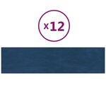 vidaXL Panneaux muraux 12 Pièces Bleu 60x15 cm Velours 1 08 m²