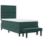 vidaXL Lit à ressorts avec Matelas & Banc Vert foncé 90x190 cm Velours