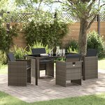 vidaXL Ensemble de repas de jardin de 5 pièces avec coussins en rattan poly gris