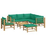 Salon de jardin meuble d'extérieur ensemble de mobilier 8 pièces avec coussins vert bambou 02_0017770