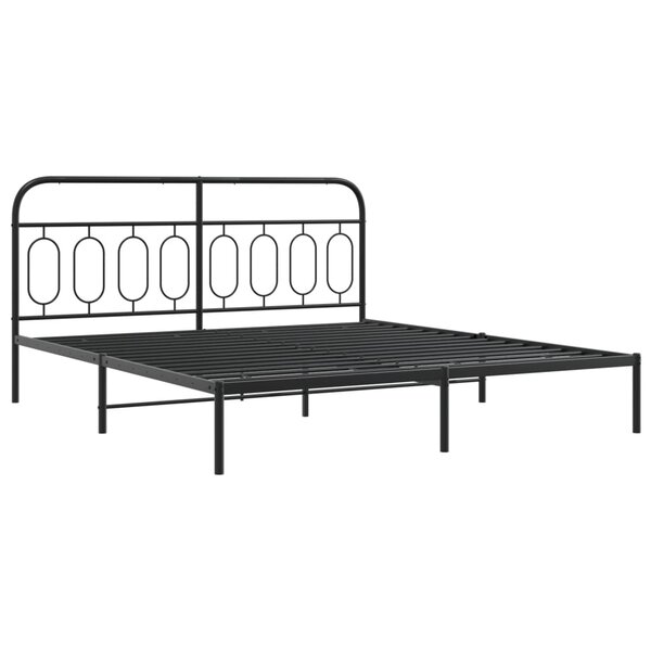 vidaXL Cadre de lit métal avec tête de lit noir 183x213 cm
