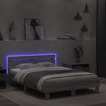 vidaXL Cadre de lit avec tête de lit et LED sonoma gris 135x190 cm