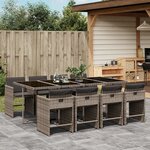vidaXL Ensemble à manger de jardin 9 Pièces coussins gris résine tressée