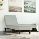 vidaXL Chaise longue gris clair velours