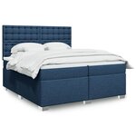 vidaXL Sommier à lattes de lit avec matelas Bleu 200x200 cm Tissu