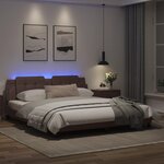 vidaXL Cadre de lit avec lumières LED marron 180x200 cm similicuir