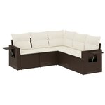 vidaXL Salon de jardin avec coussins 5 Pièces marron résine tressée