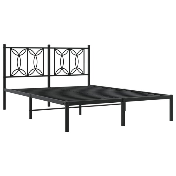 vidaXL Cadre de lit métal avec tête de lit noir 140x200 cm
