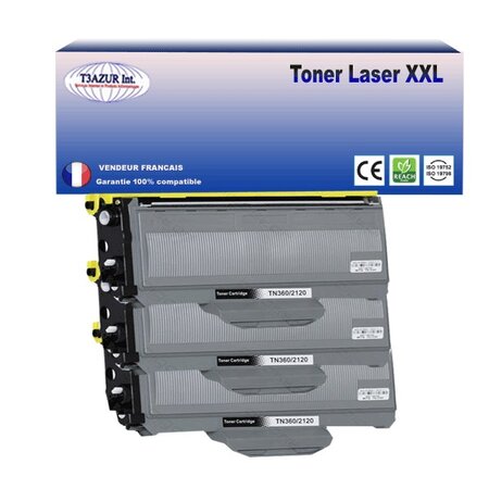 3 Toners compatibles avec RICOH LJ2200, LJ2250, LJ2250N, TN2120 - 2 600 pages - T3AZUR