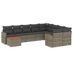 vidaXL Salon de jardin avec coussins 10 Pièces gris résine tressée