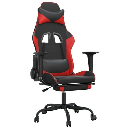 Chaise gamer avec repose-pieds extensible 2D Accoudoirs Noir/Rouge en  similicuir ML-Design