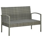 vidaXL Salon de jardin 4 Pièces avec coussins résine tressée gris