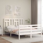 vidaXL Cadre de lit avec tête de lit blanc 120x200 cm bois massif