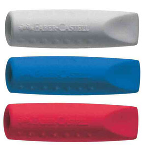 Gommes 'GRIP 2001 ERASER CAP' Sachet de 2 (Gris/bleu OU Gris/rouge) FABER-CASTELL