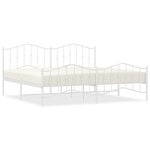 vidaXL Cadre de lit métal avec tête de lit/pied de lit blanc 200x200cm