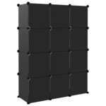 vidaXL Cubes de rangement 12 Pièces Noir PP