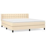 vidaXL Sommier à lattes de lit avec matelas Crème 180x200 cm Tissu