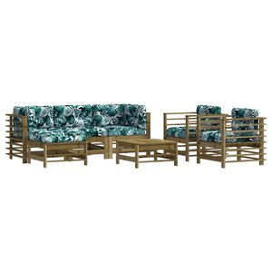 vidaXL Salon de jardin 7 Pièces avec coussins bois de pin imprégné