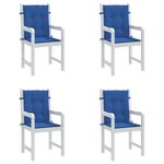 vidaXL Coussins de chaise de jardin à dossier bas lot de 4 bleu royal