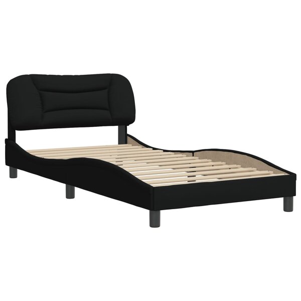 vidaXL Cadre de lit avec tête de lit Noir 100x200 cm Tissu