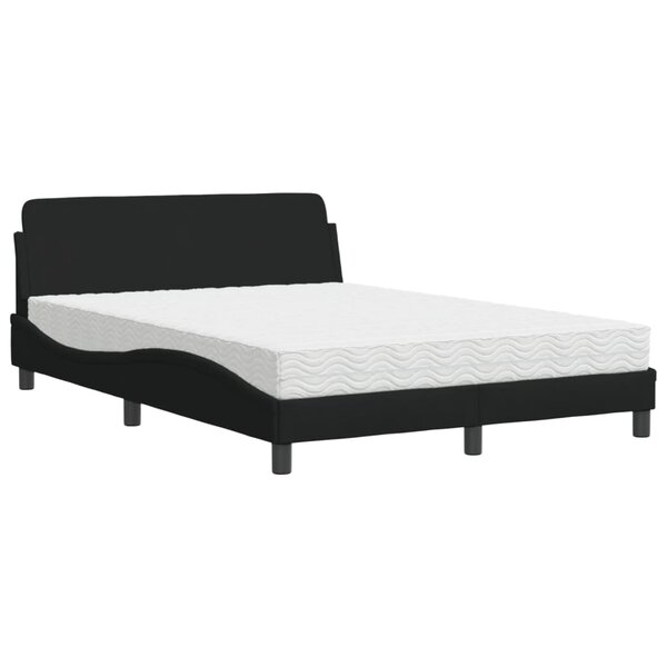 vidaXL Lit avec matelas noir 120x200 cm tissu
