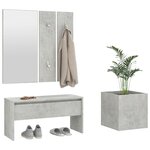 vidaXL Ensemble de meubles de couloir Gris béton Bois d'ingénierie