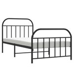 vidaXL Cadre de lit métal avec tête de lit/pied de lit noir 107x203 cm