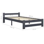 vidaXL Cadre de lit Gris foncé Bois de pin massif 90x200 cm