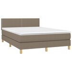 vidaXL Sommier à lattes de lit avec matelas LED Taupe 140x190 cm Tissu