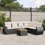 vidaXL Salon de jardin 7 Pièces avec coussins noir résine tressée