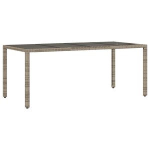 vidaXL Table de jardin dessus en verre Gris 190x90x75cm Résine tressée