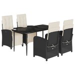 vidaXL Ensemble à manger de jardin coussins 5Pièces Noir Résine tressée