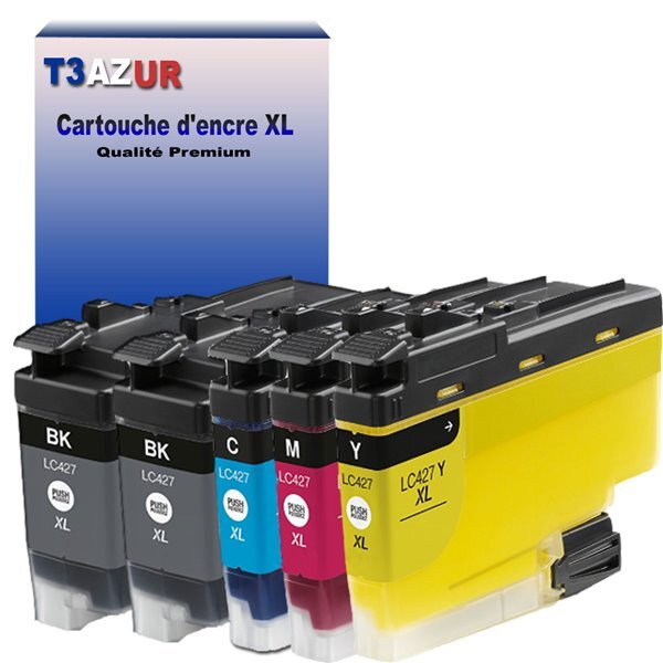 T3AZUR- 5x Cartouche compatible avec Brother LC427 XL pour Brother MFC-J6957DW  MFC-J6957DWT  MFC-J6959DW