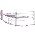 vidaXL Cadre de lit Gris 90x200 cm Bois de pin massif