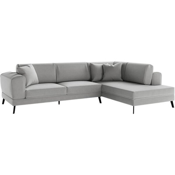 Canapé d'angle droit convertible IMPERIA 5 places - gris clair - 2 coffres de rangement - 304 x 212 x 86 cm