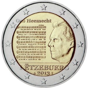 Pièce de monnaie 2 euro commémorative Luxembourg 2013 – Hymne national