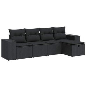 vidaXL Salon de jardin 5 Pièces avec coussins noir résine tressée